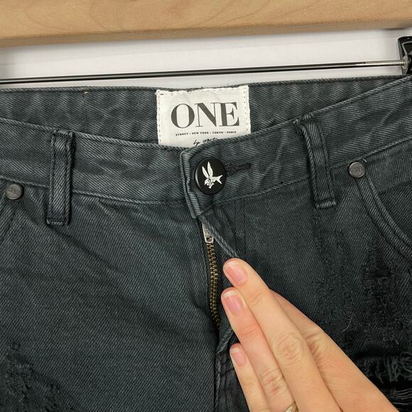 One Teaspoon | NWT Trashed FreeBirds Low Waist Black Distressed Zipper Jeans - Picture 10 of 14